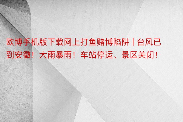 欧博手机版下载网上打鱼赌博陷阱 | 台风已到安徽！大雨暴雨！车站停运、景区关闭！